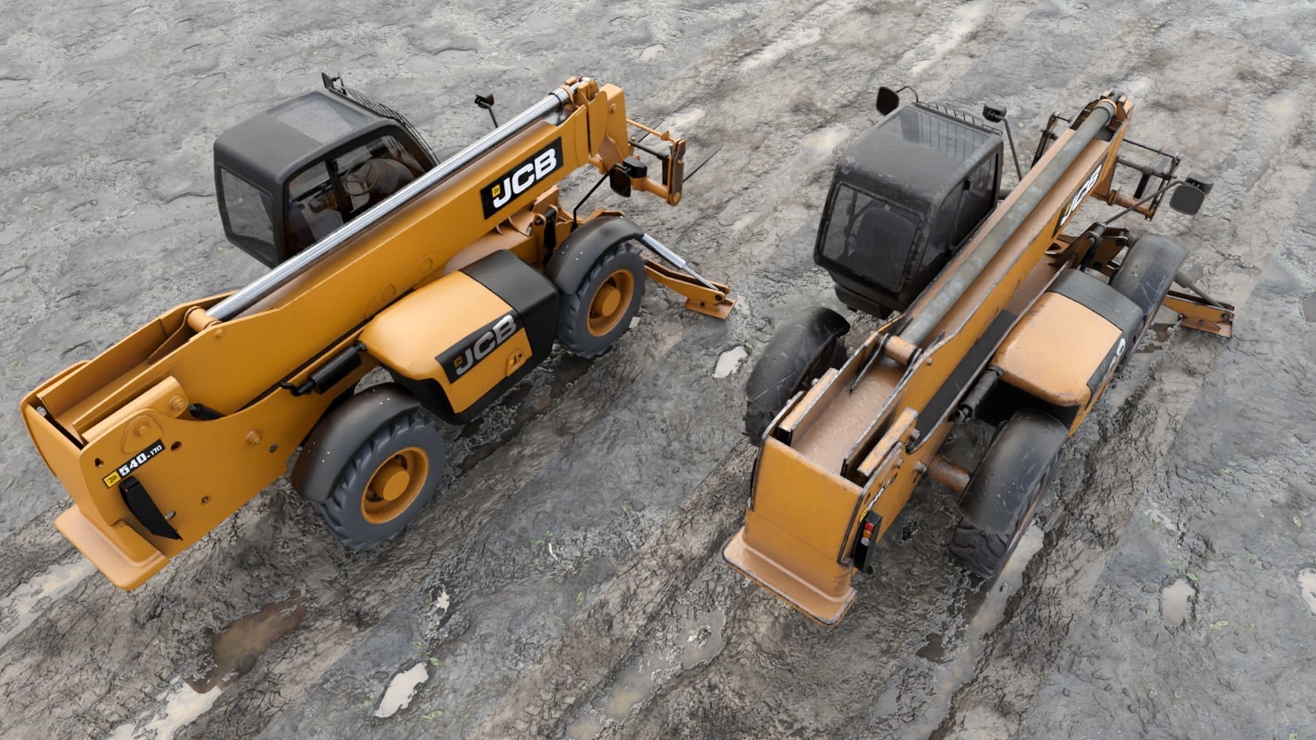 JCB Construction Telehandler Low-poly 3D model_2