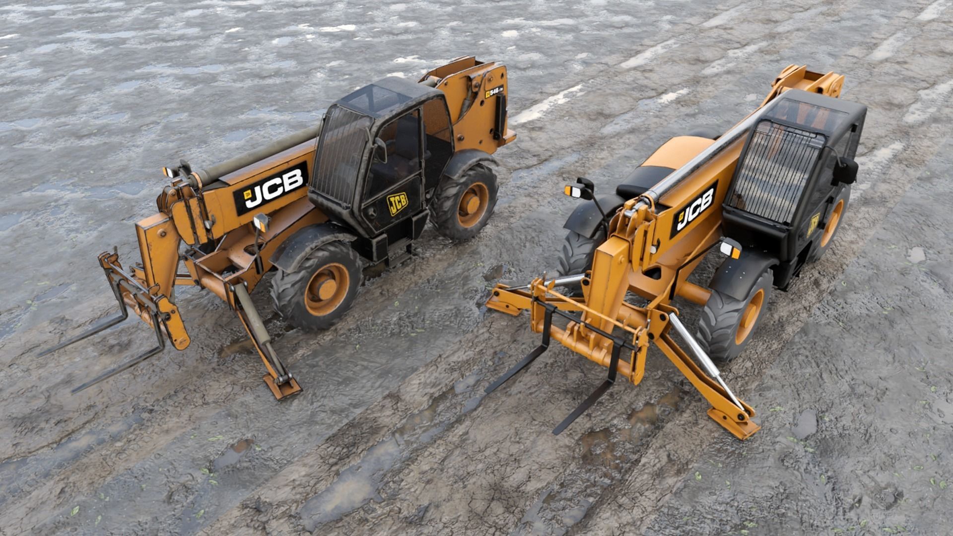 JCB Construction Telehandler Low-poly 3D model_1