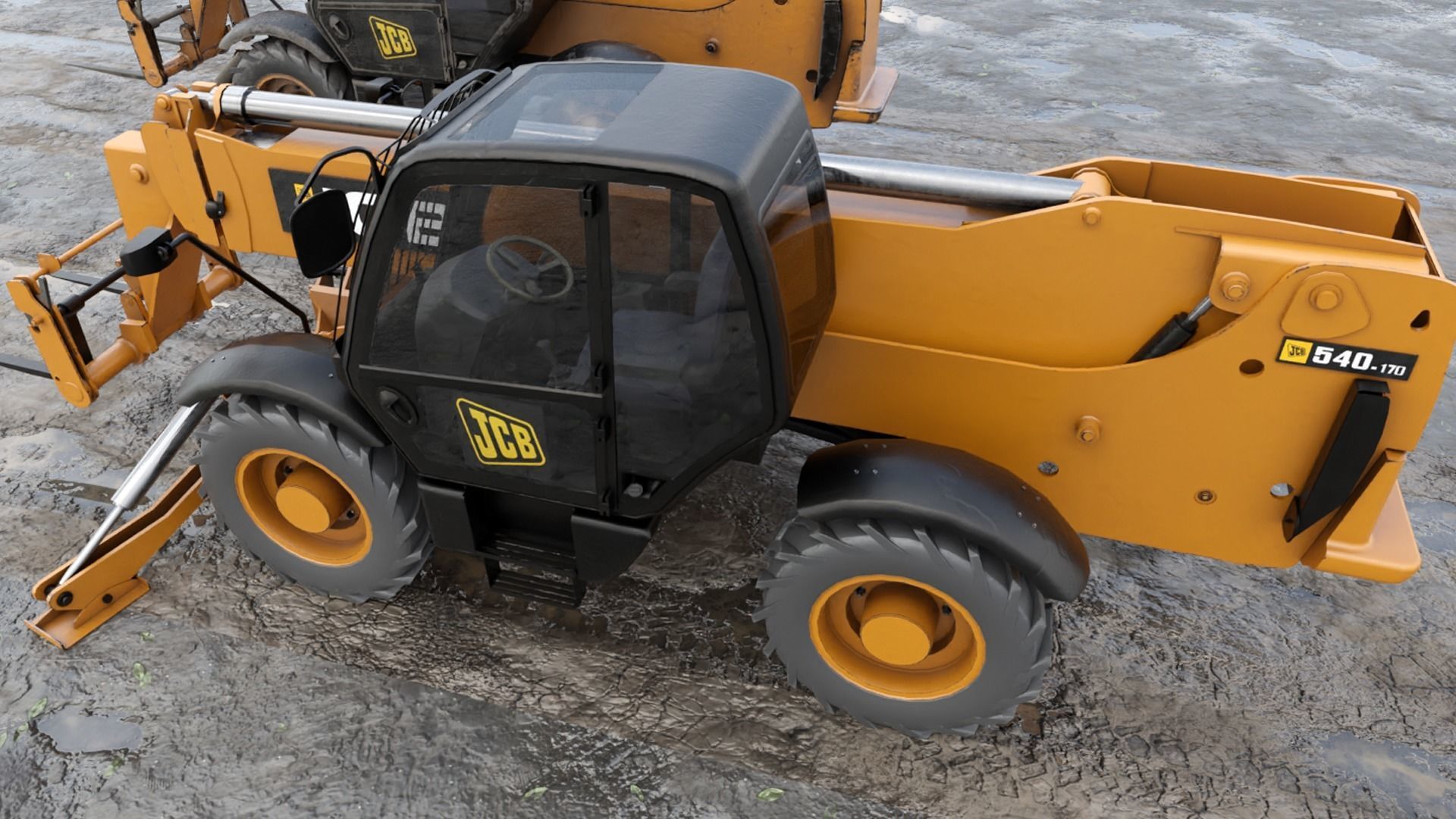 JCB Construction Telehandler Low-poly 3D model_4