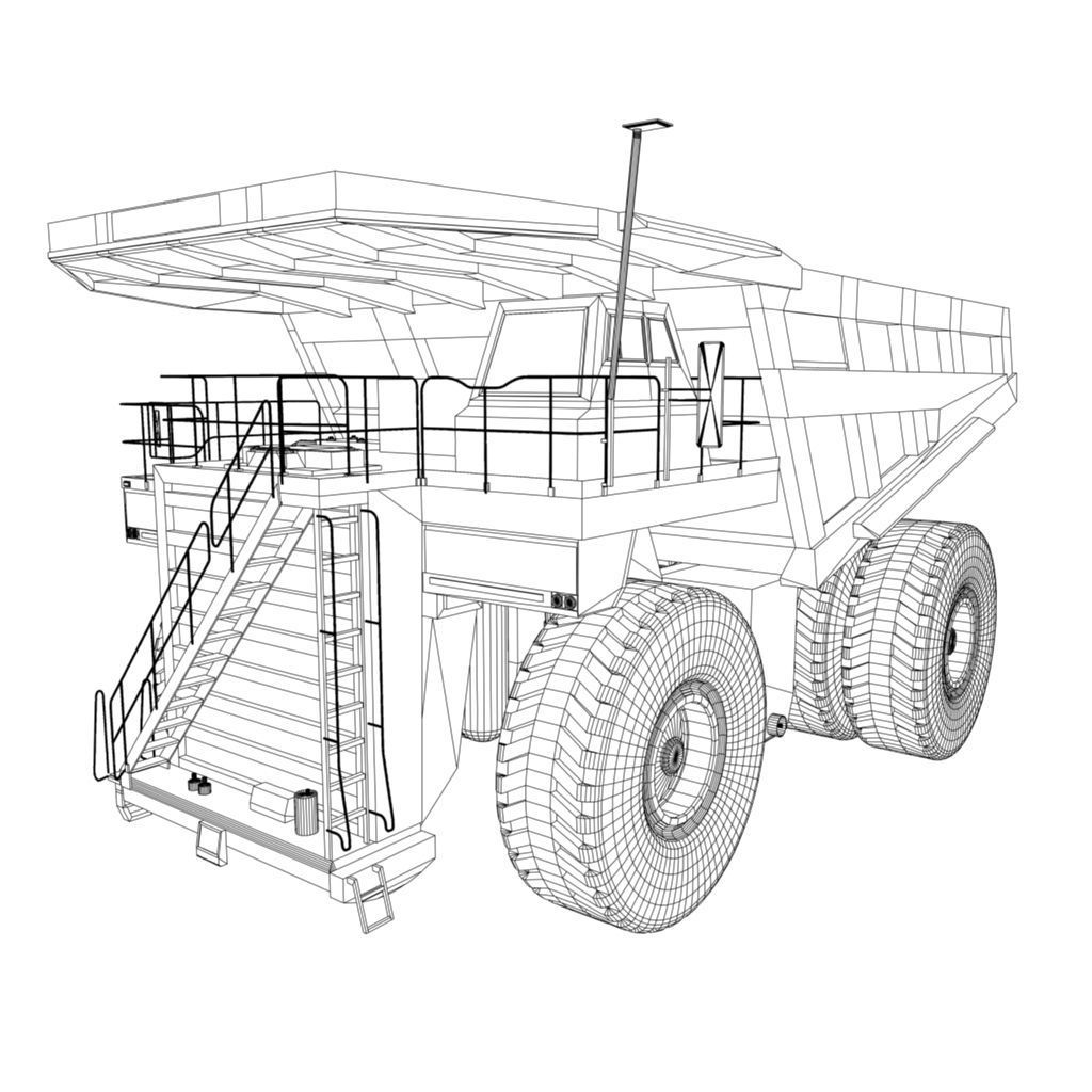 Cat 797B Dump Truck Low-poly 3D model_6