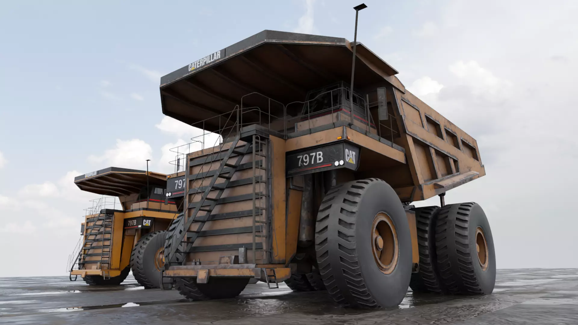 Cat 797B Dump Truck Low-poly 3D model_0