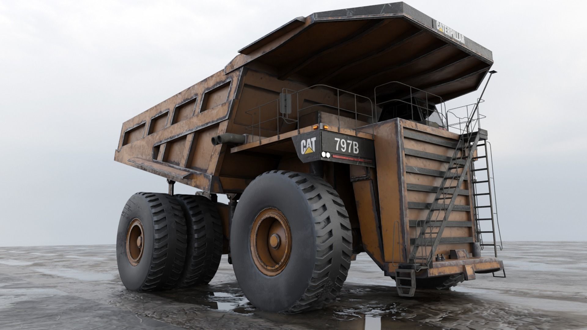 Cat 797B Dump Truck Low-poly 3D model_5
