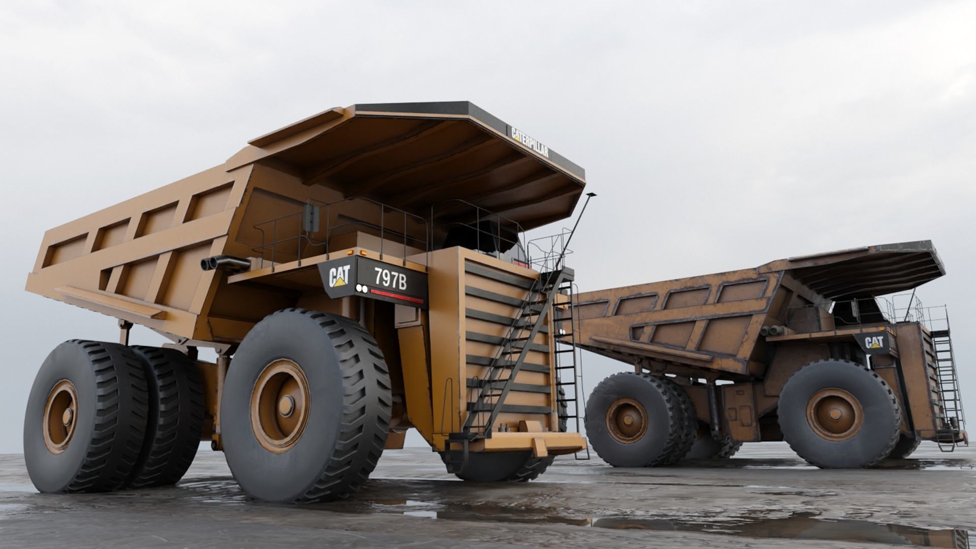 Cat 797B Dump Truck Low-poly 3D model_1