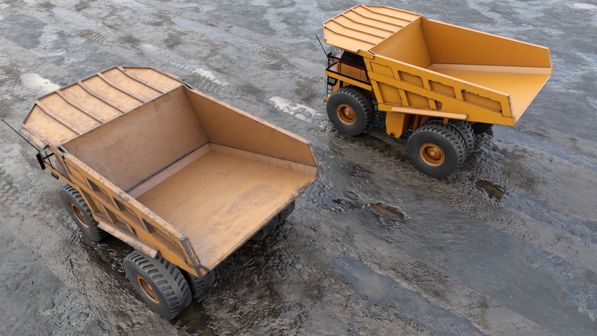 Cat 797B Dump Truck Low-poly 3D model_2