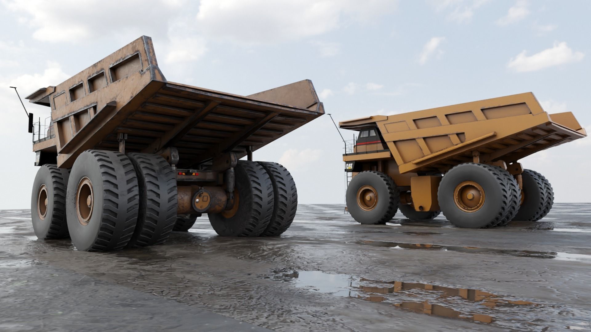 Cat 797B Dump Truck Low-poly 3D model_4