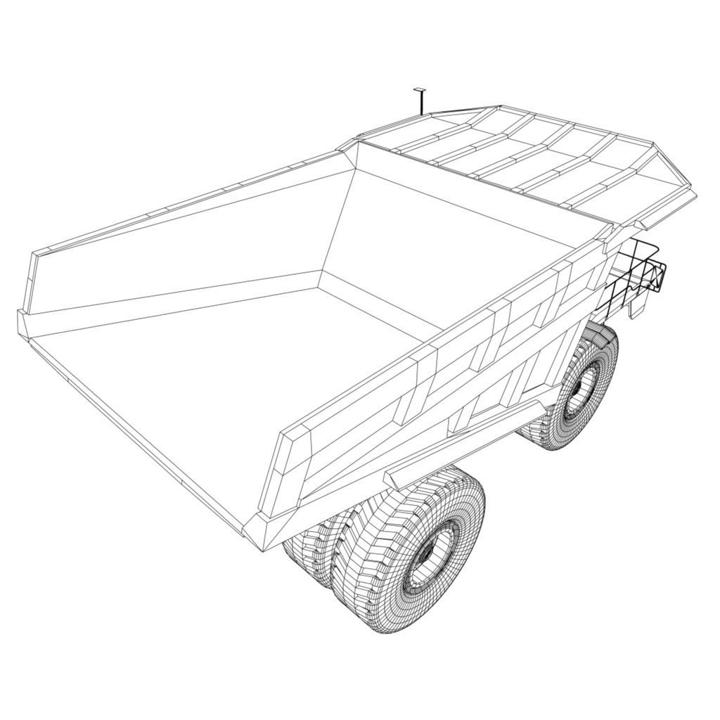 Cat 797B Dump Truck Low-poly 3D model_7