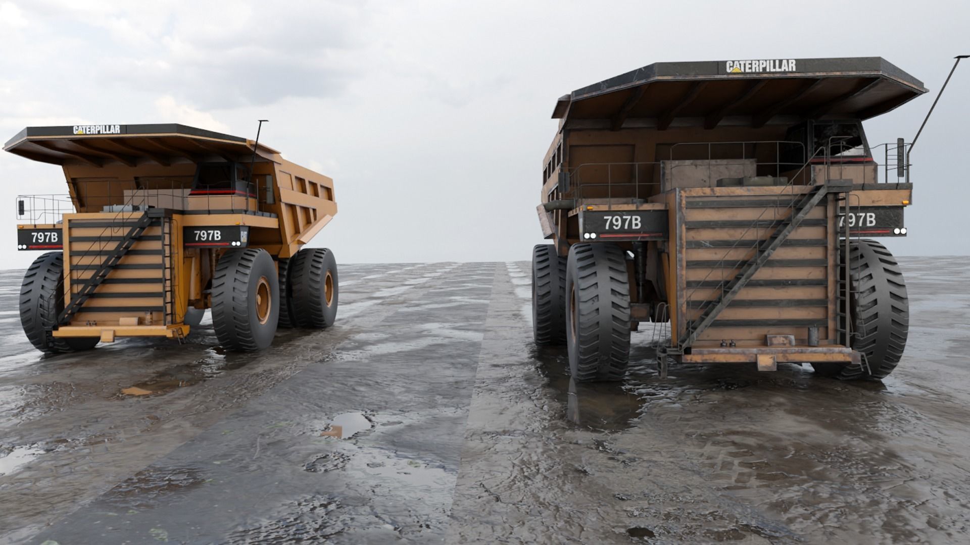 Cat 797B Dump Truck Low-poly 3D model_3