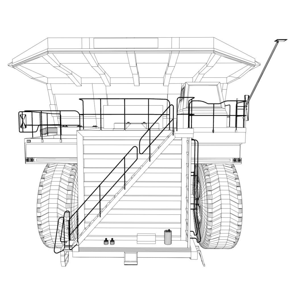 Cat 797B Dump Truck Low-poly 3D model_9
