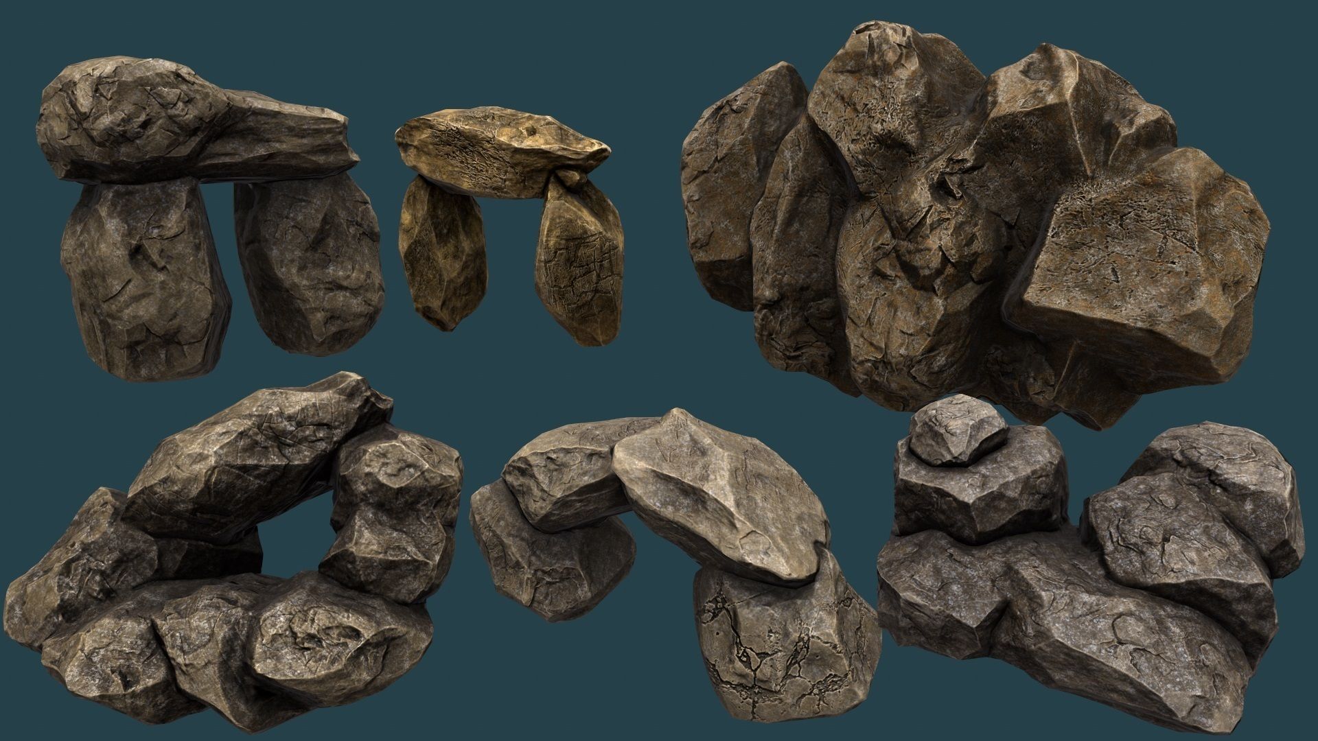 mountain rock Low-poly 3D model_4