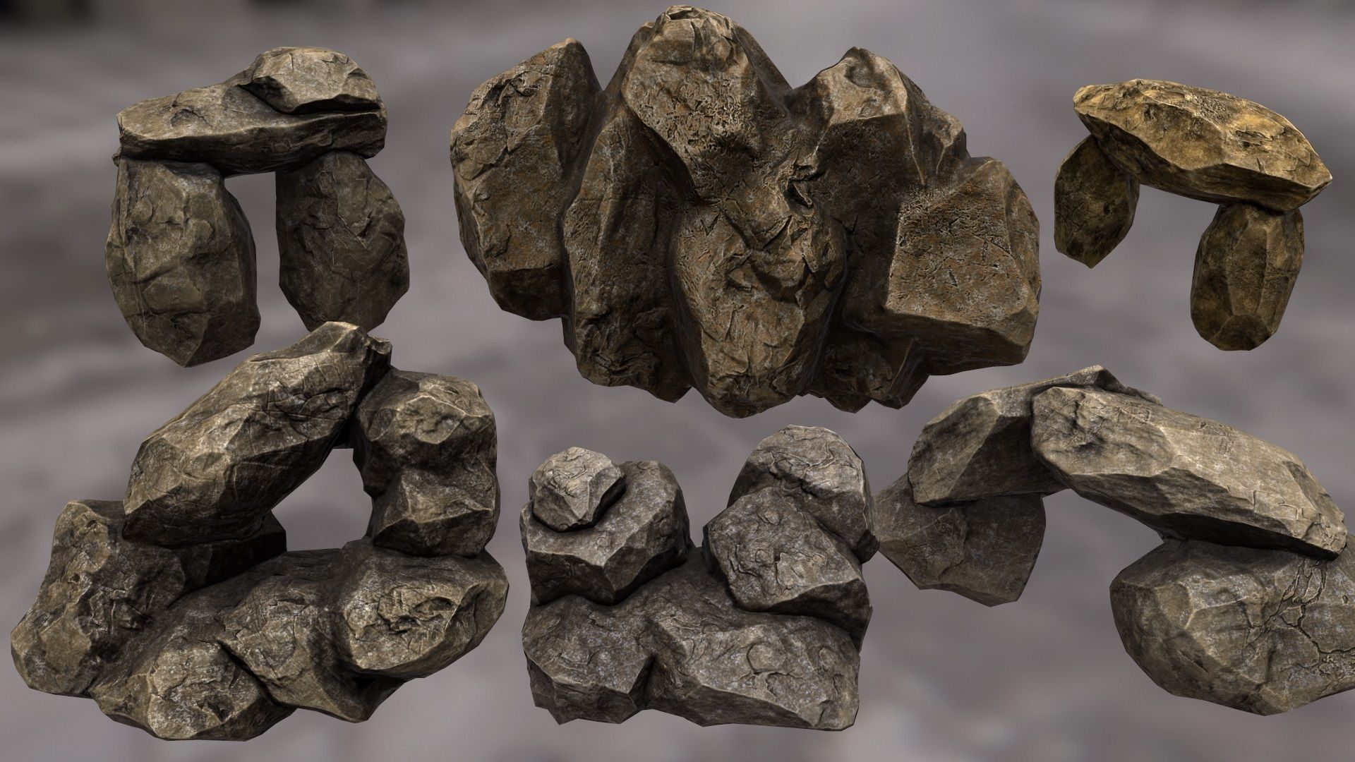 mountain rock Low-poly 3D model_6