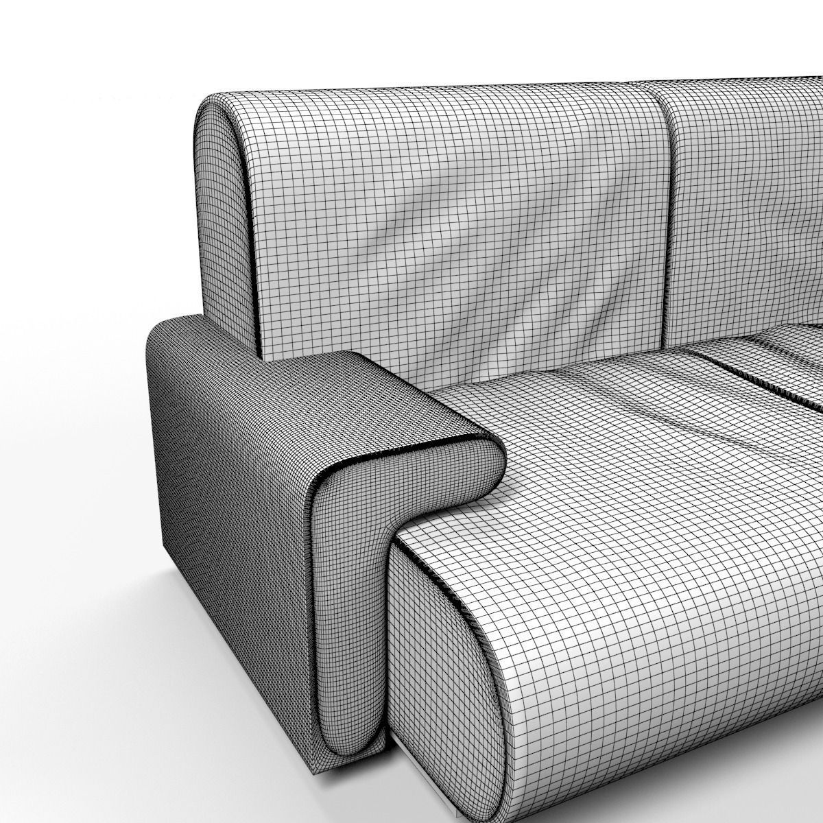 Fabric couch 3D model_7
