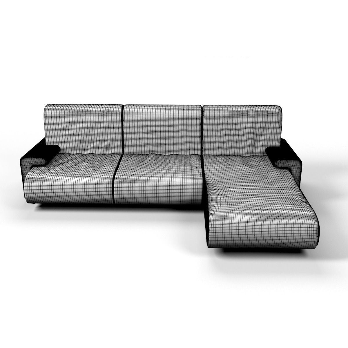 Fabric couch 3D model_6