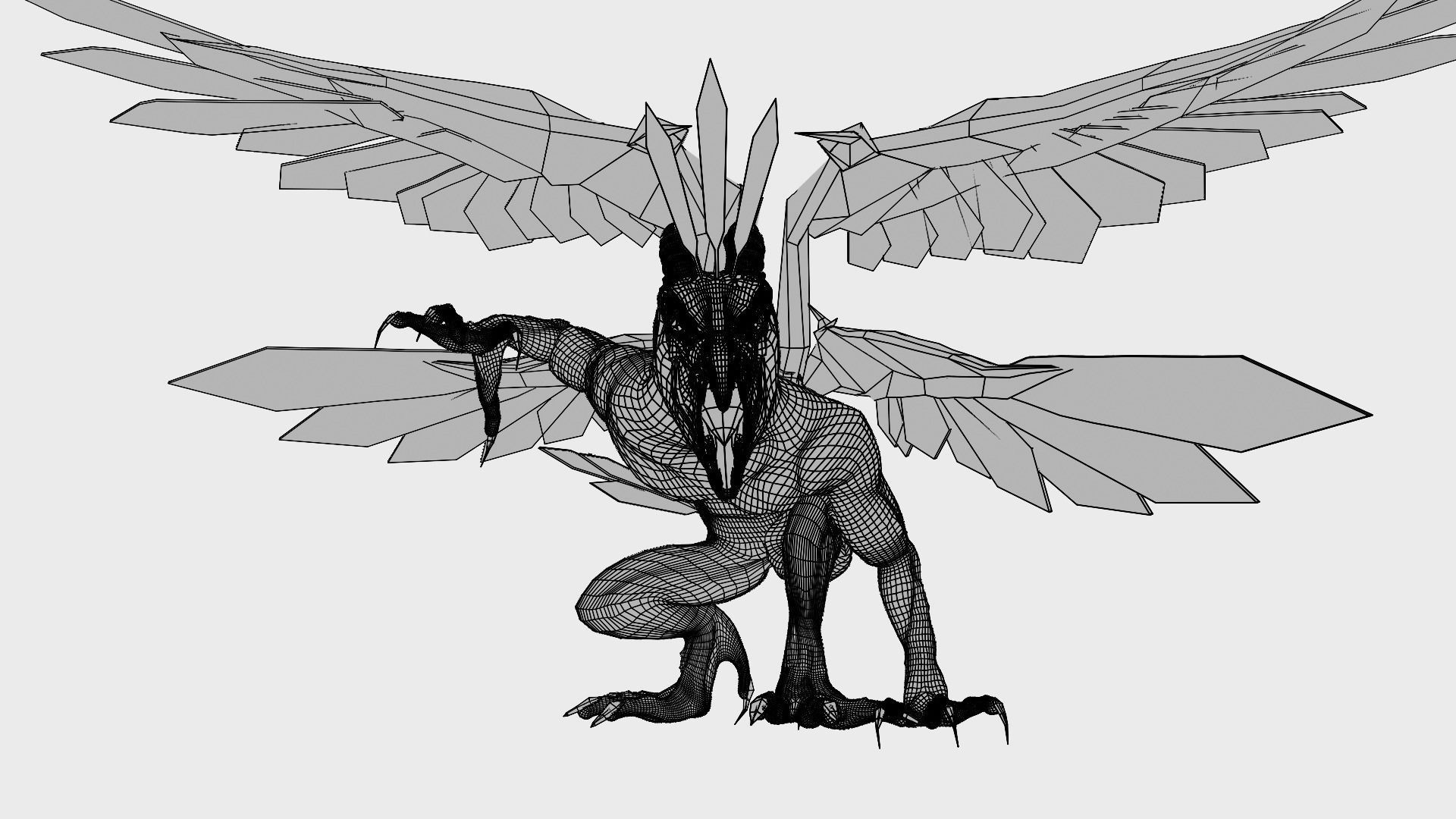 dragon-bird creature with wings Low-poly 3D model_4