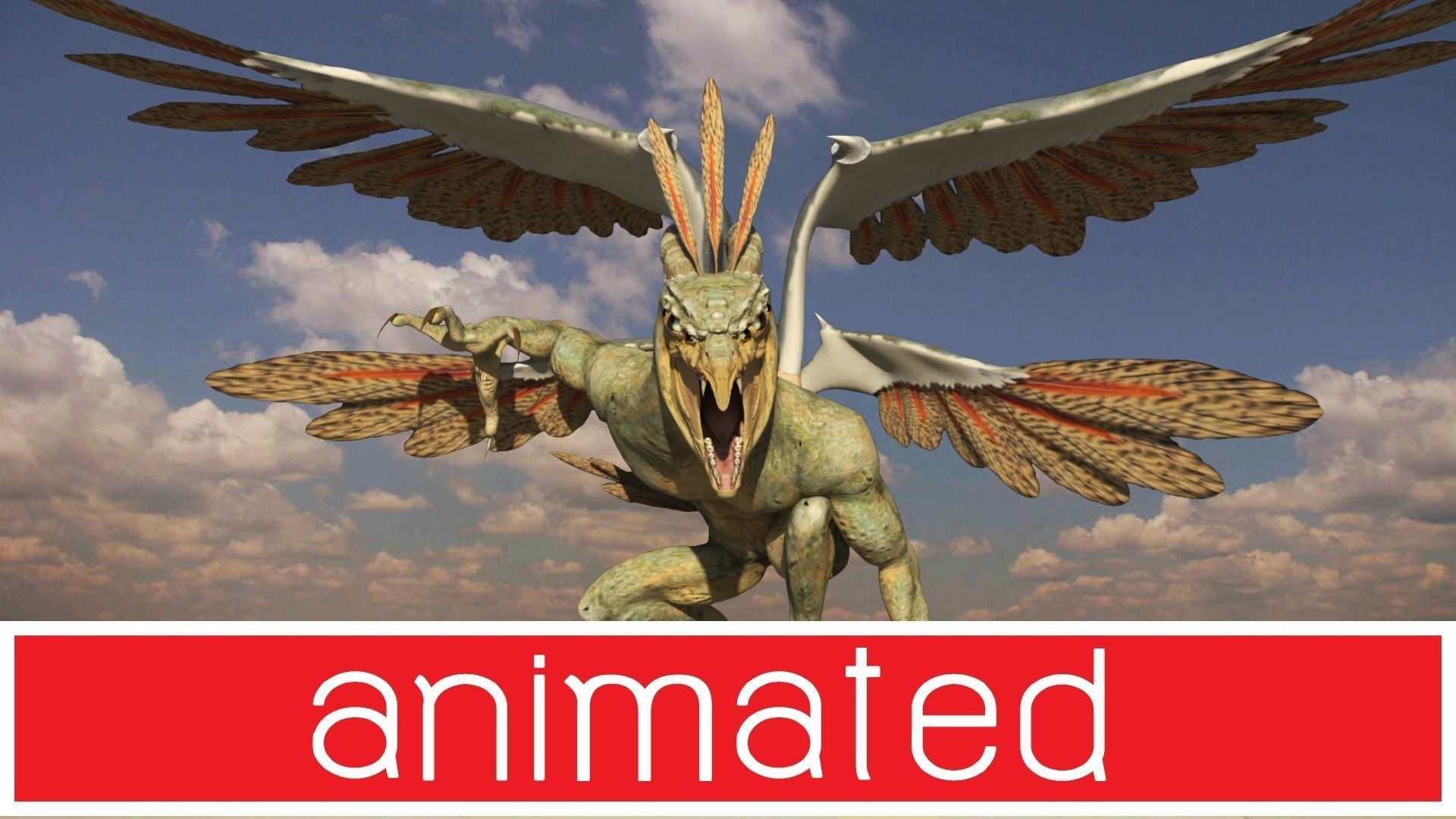 dragon-bird creature with wings Low-poly 3D model_0