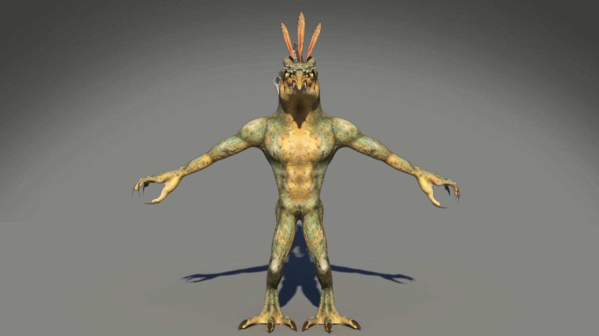 dragon-bird creature with wings Low-poly 3D model_7