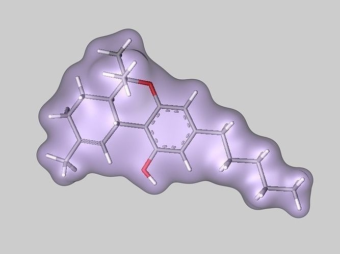 THC Tetrahydrocannabinol molecule 3D model