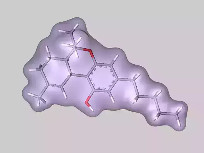 THC Tetrahydrocannabinol molecule 3D model