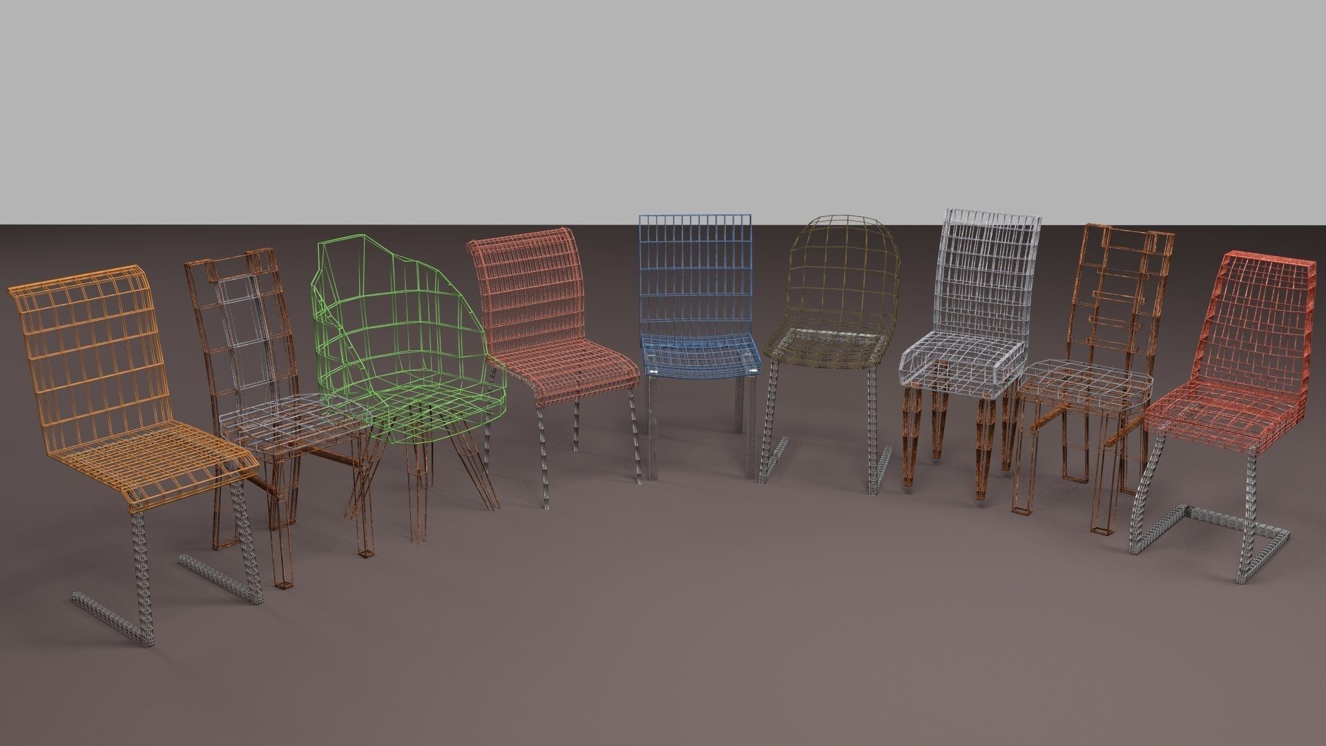 Pack of chairs 3D model_6