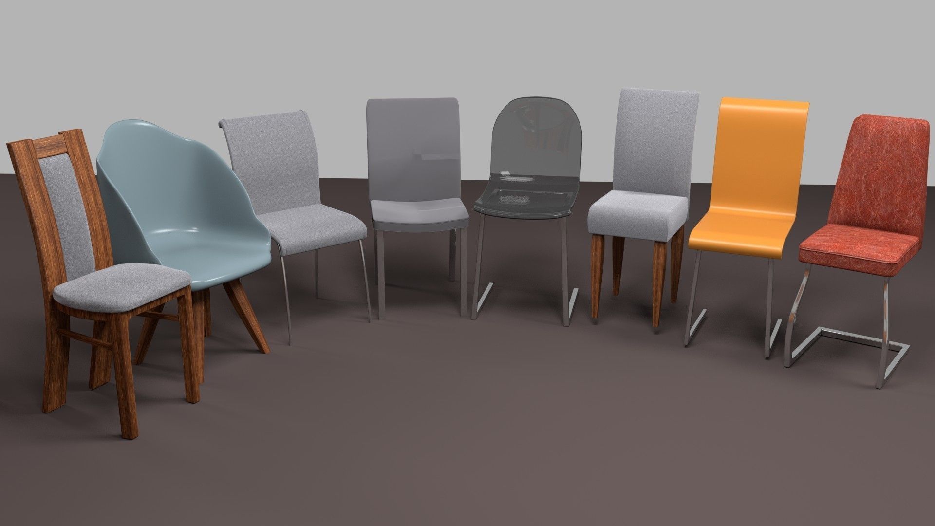 Pack of chairs 3D model_2