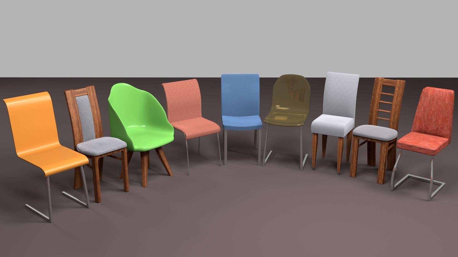 Pack of chairs 3D model_0