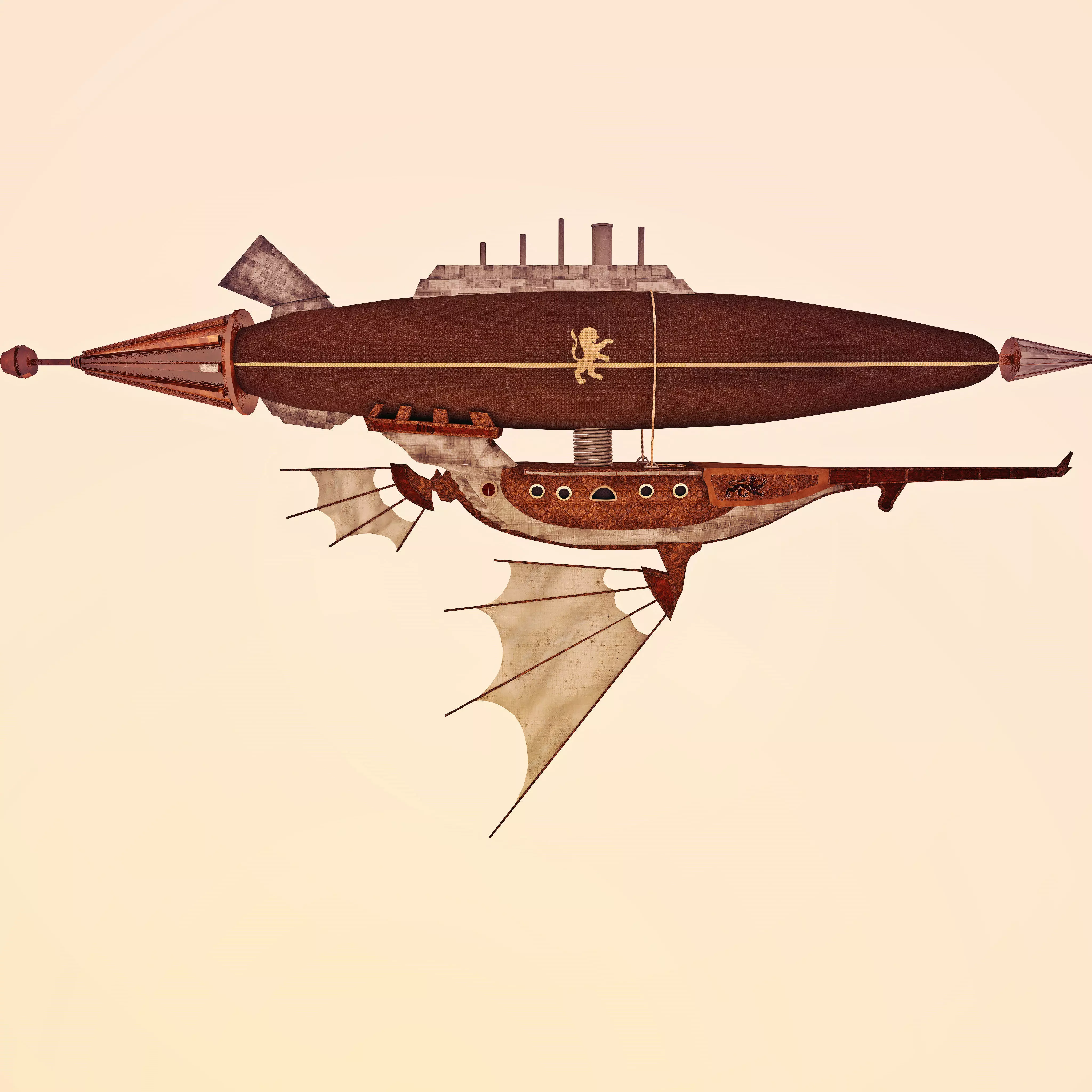 Air ship steampunk 3D model