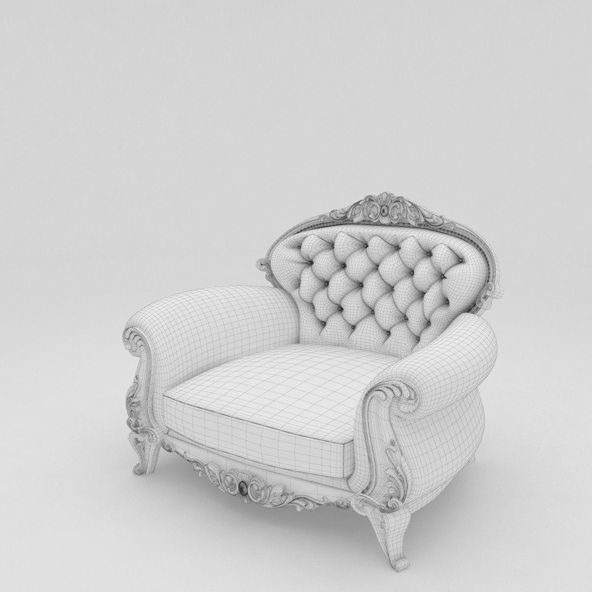 Large leather red chair 3D model_5