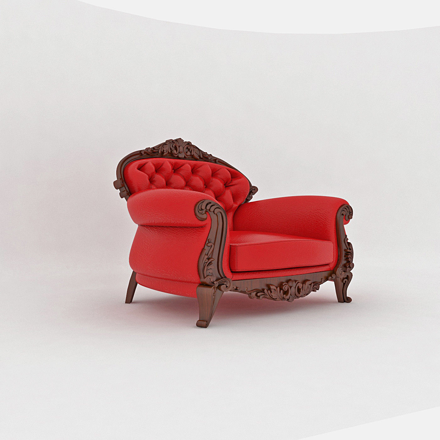Large leather red chair 3D model_1