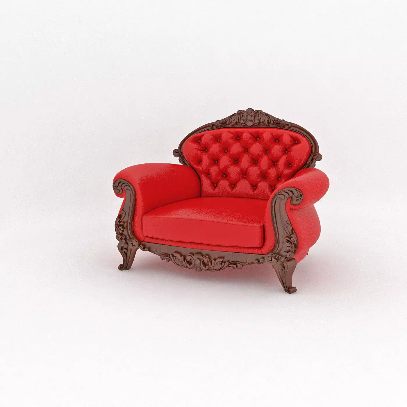 Large leather red chair 3D model_0