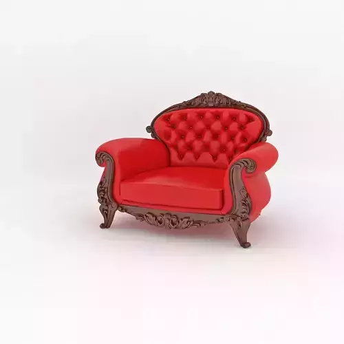 Large leather red chair 3D model