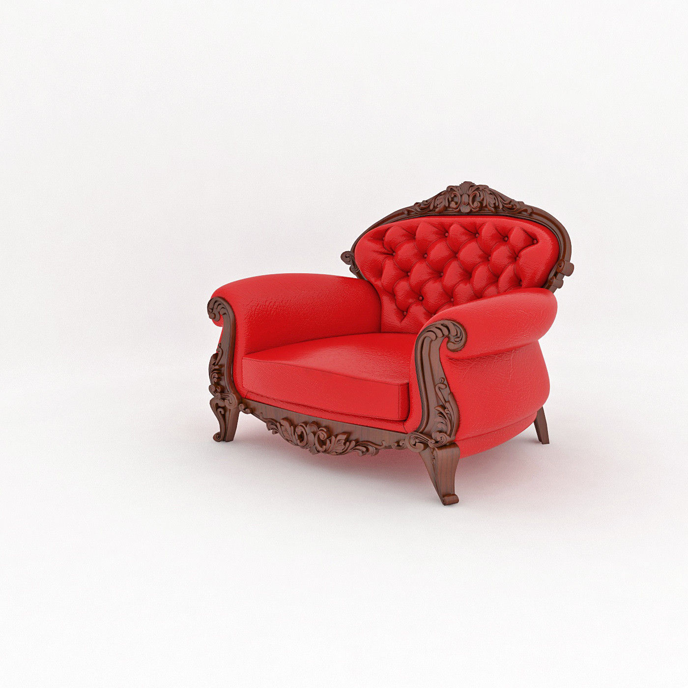 Large leather red chair 3D model_3