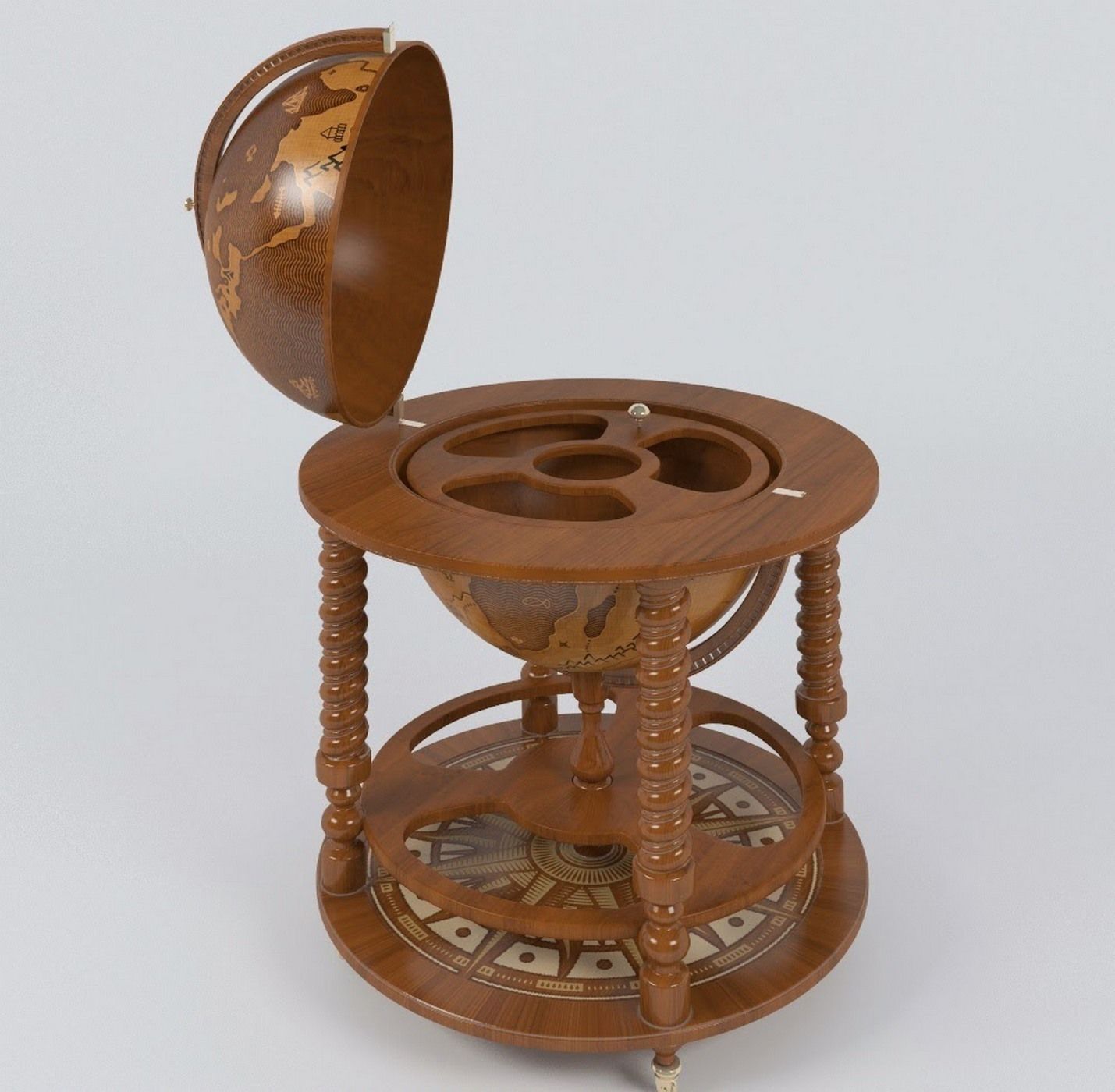 Vintage Globe Bar 3D model_4