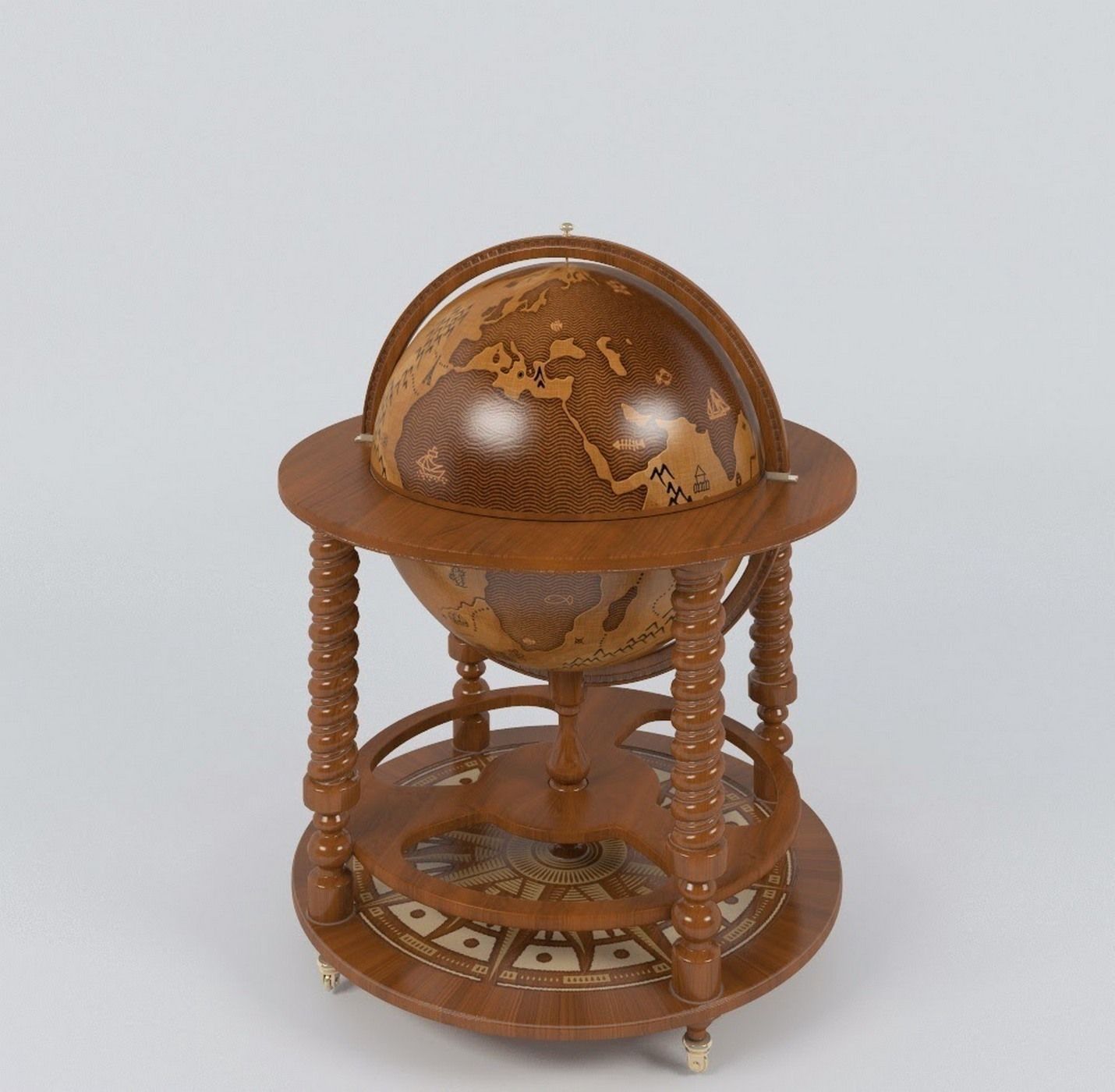 Vintage Globe Bar 3D model_1