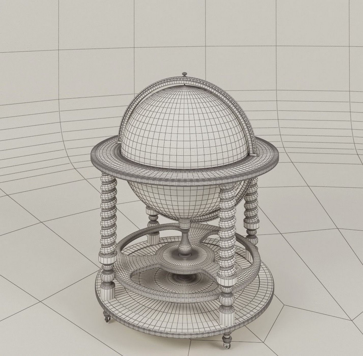 Vintage Globe Bar 3D model_6