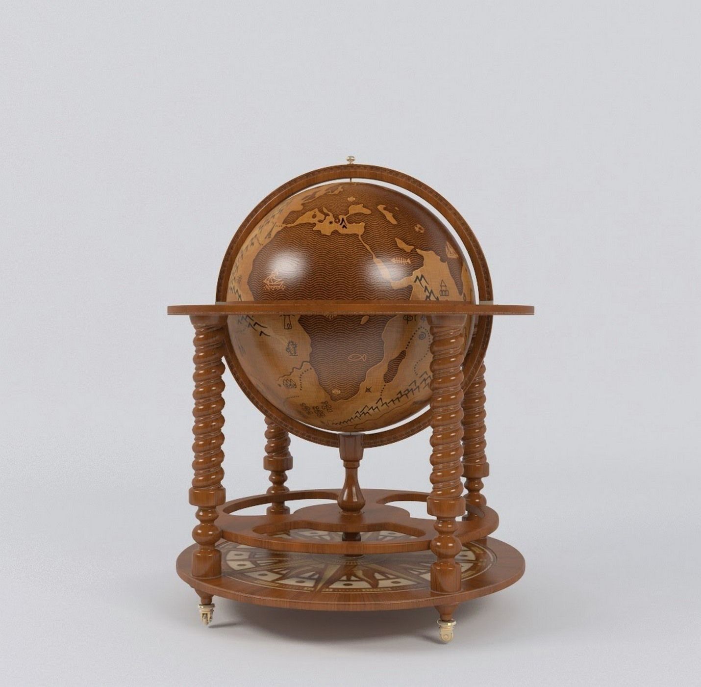Vintage Globe Bar 3D model_2