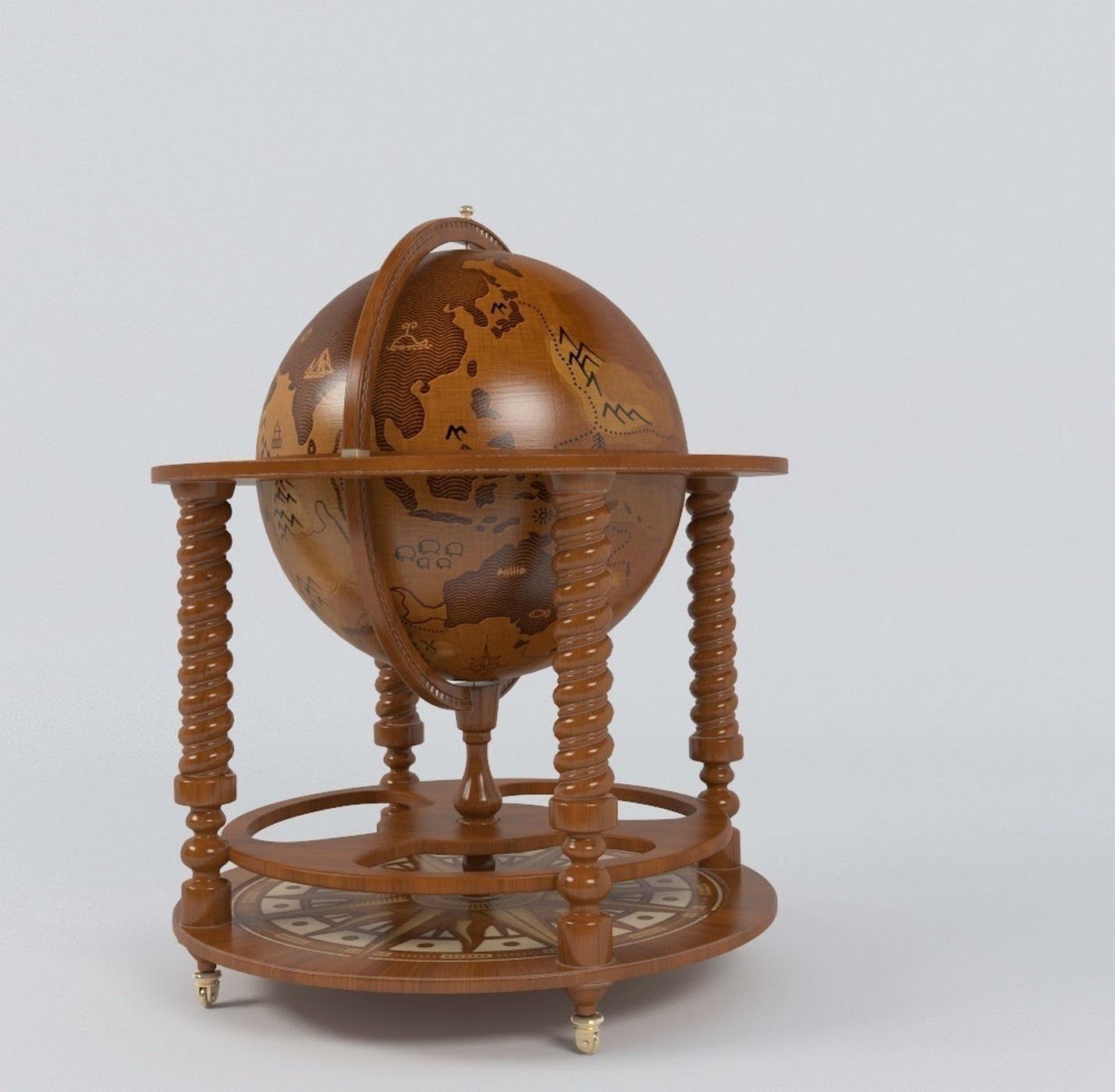 Vintage Globe Bar 3D model_3