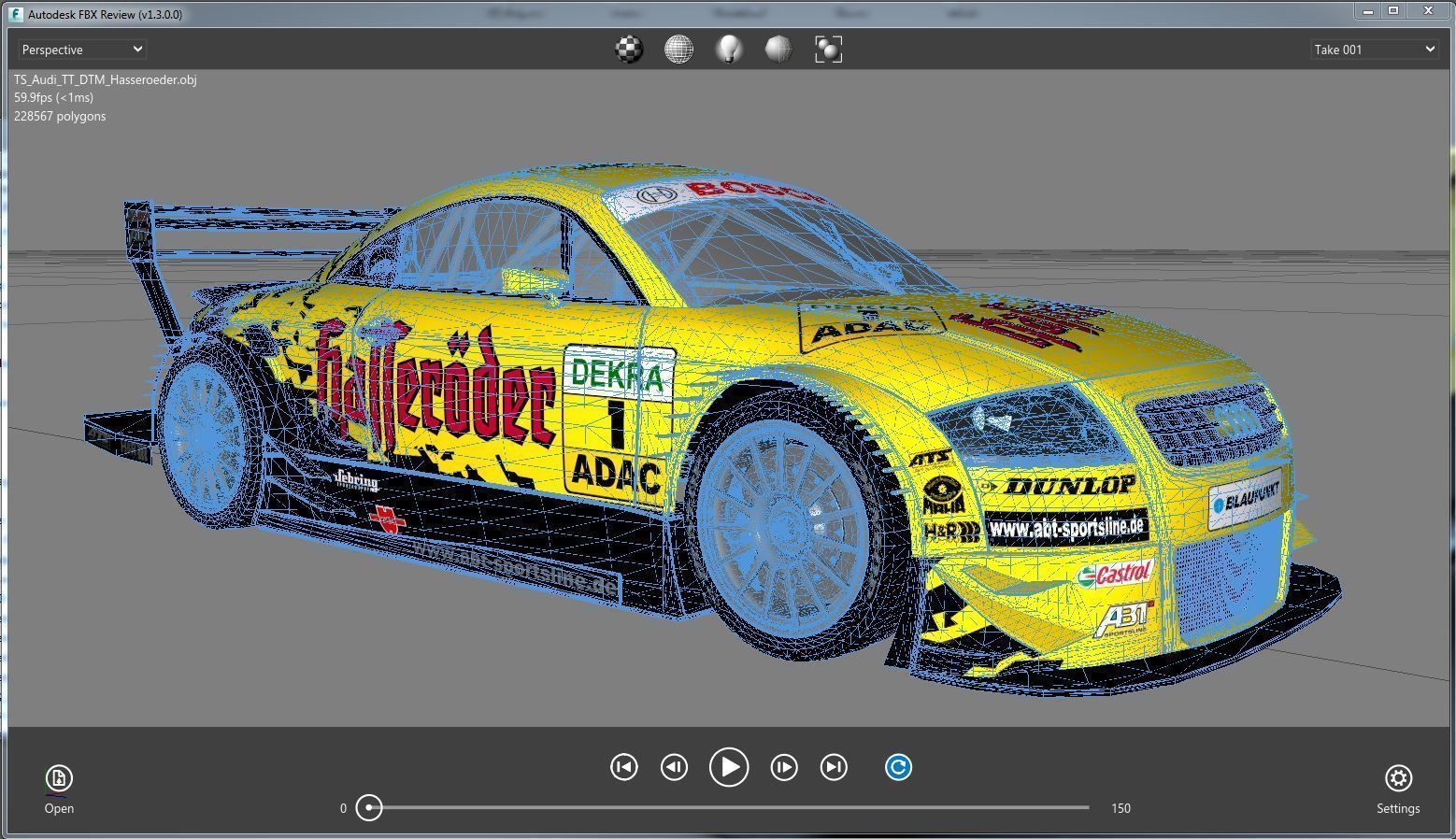 Audi TT-R DTM 2003 - Hasseroeder 3D model_9