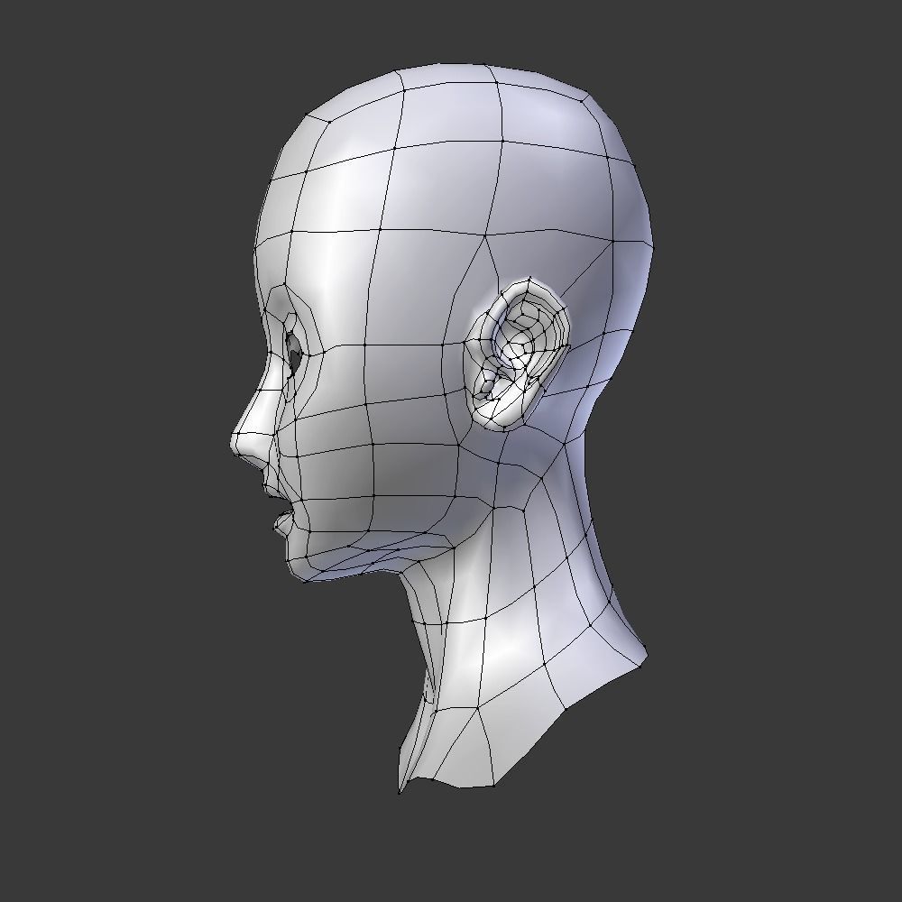Low-poly Head Base Mesh Free low-poly 3D model_1