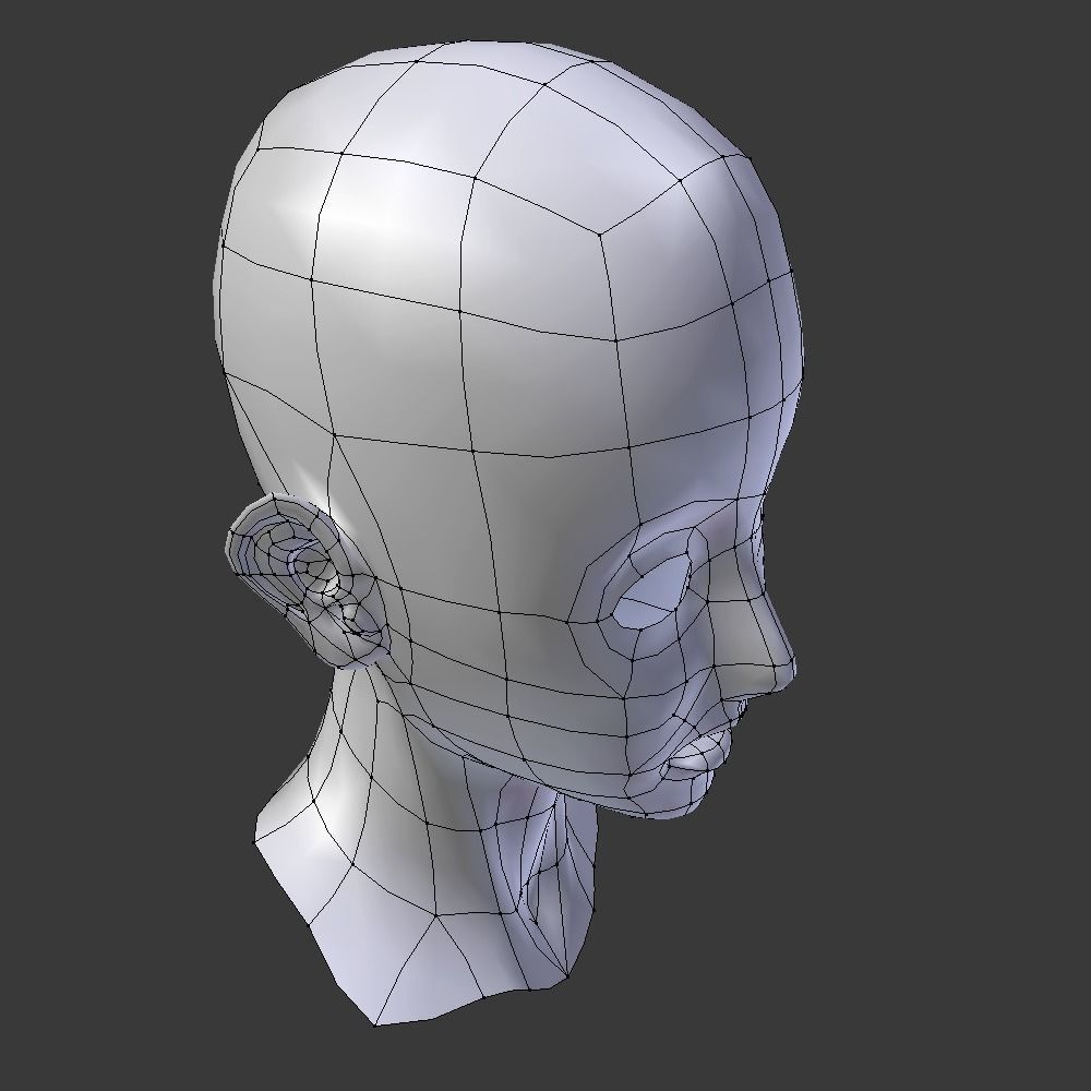 Low-poly Head Base Mesh Free low-poly 3D model_3