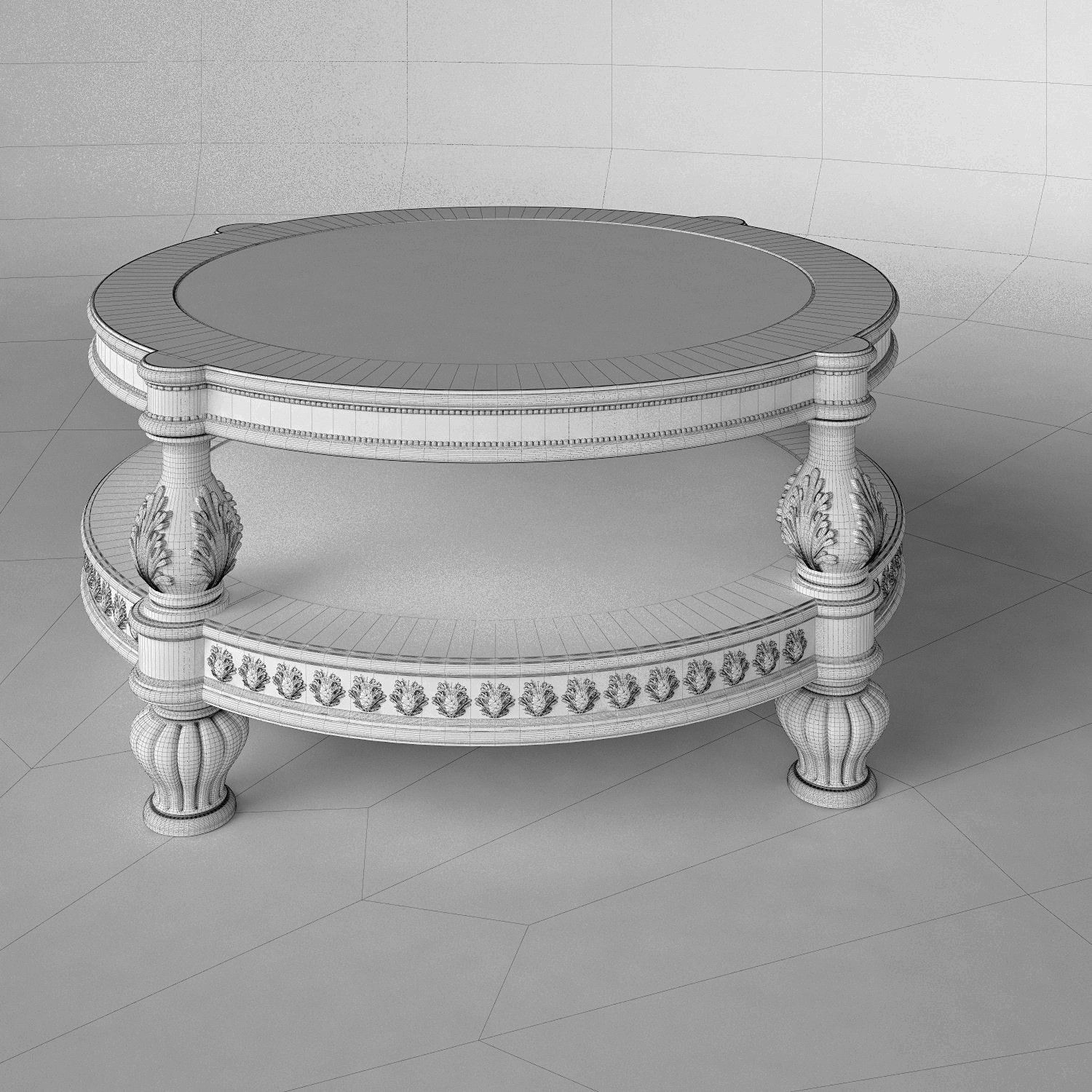 Round coffee table 3D model_5