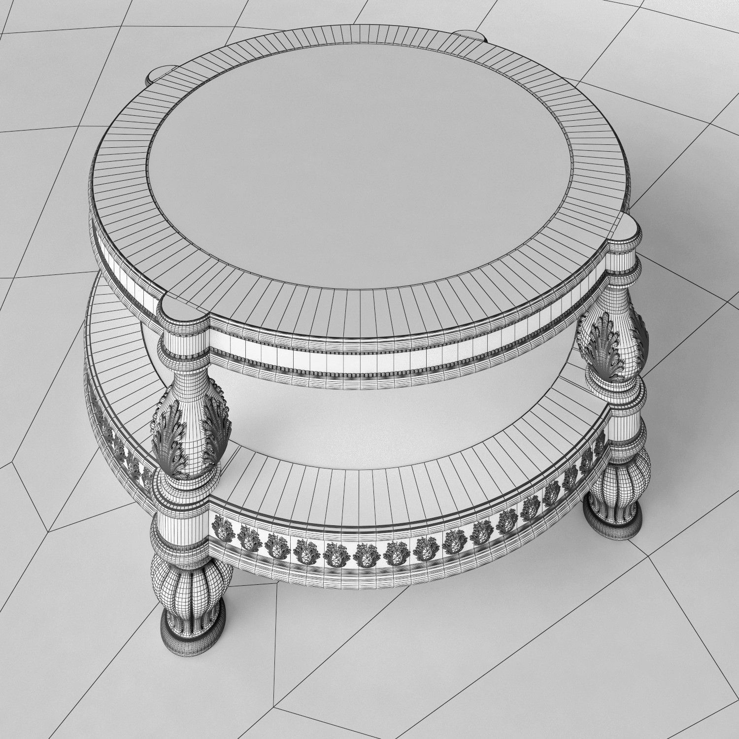Round coffee table 3D model_4