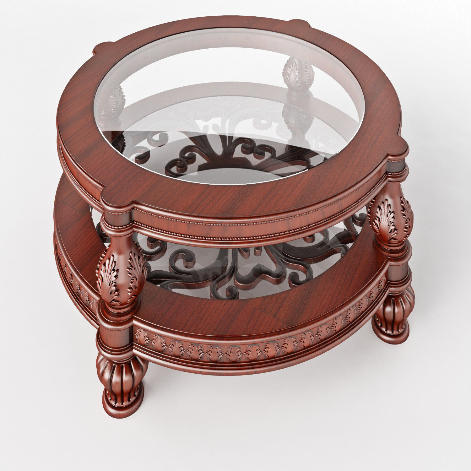 Round coffee table 3D model_2