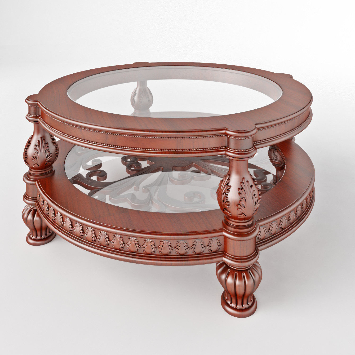 Round coffee table 3D model_3