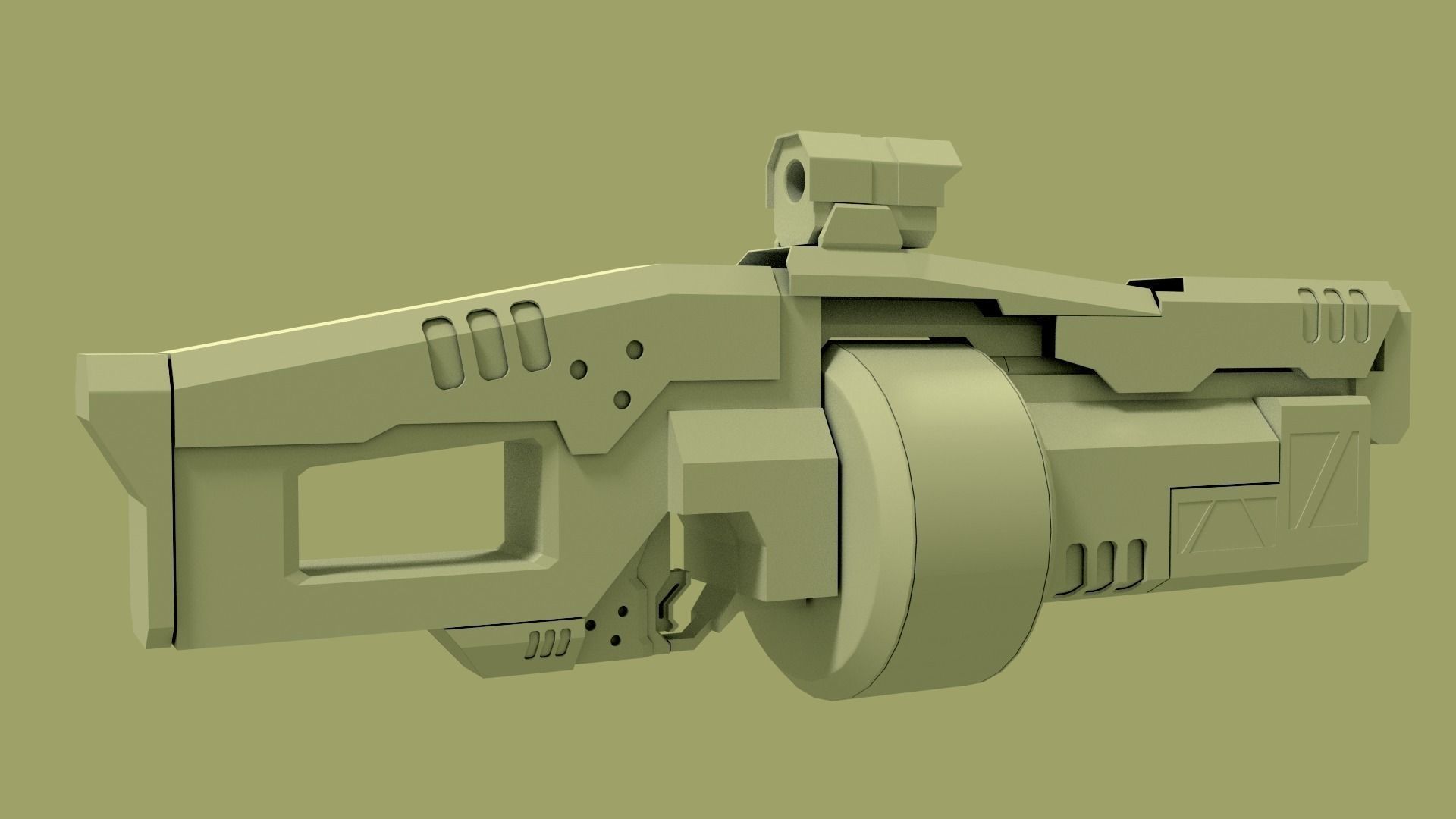 sci fi grenade launcher 3D model_2