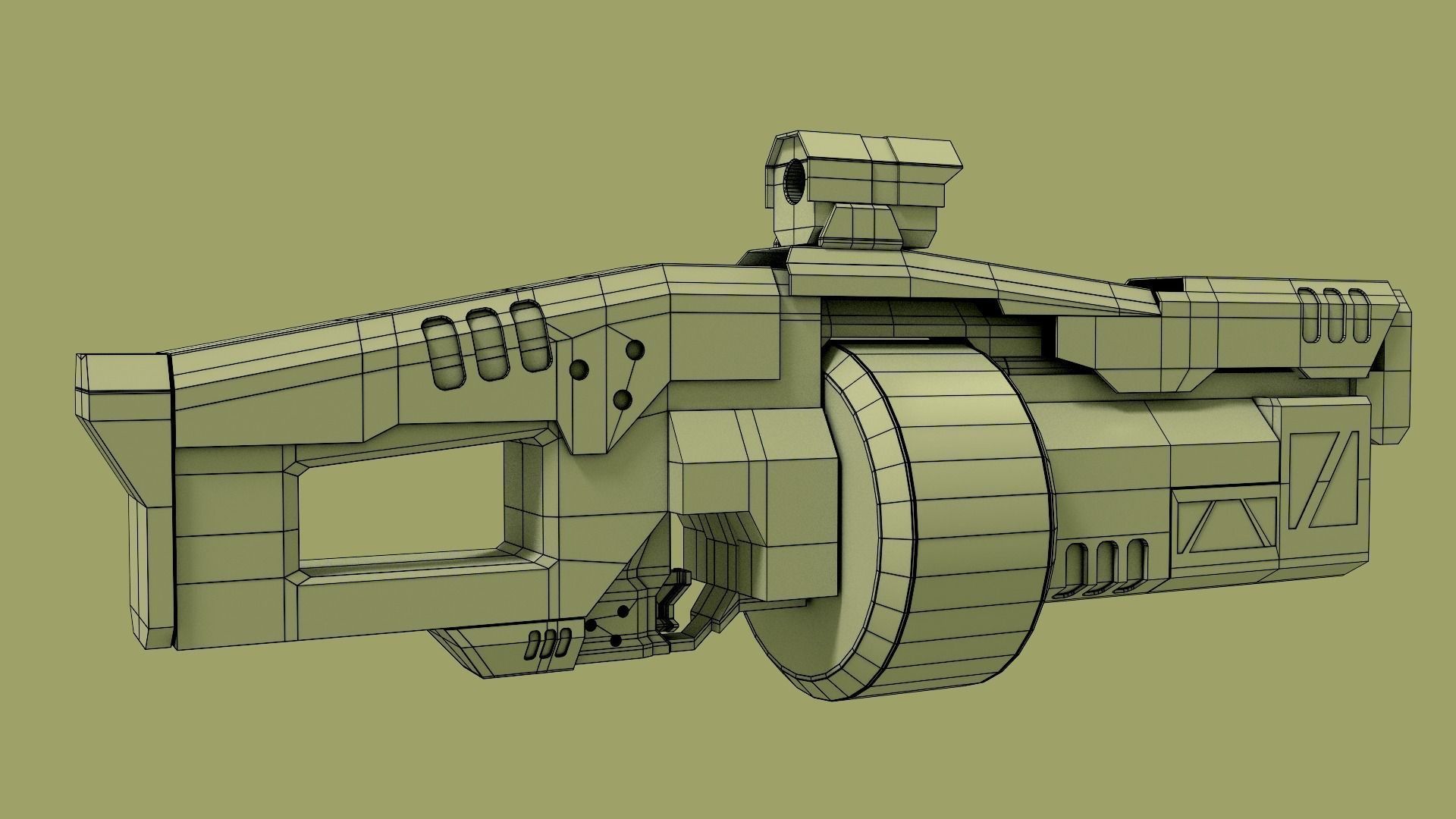 sci fi grenade launcher 3D model_3