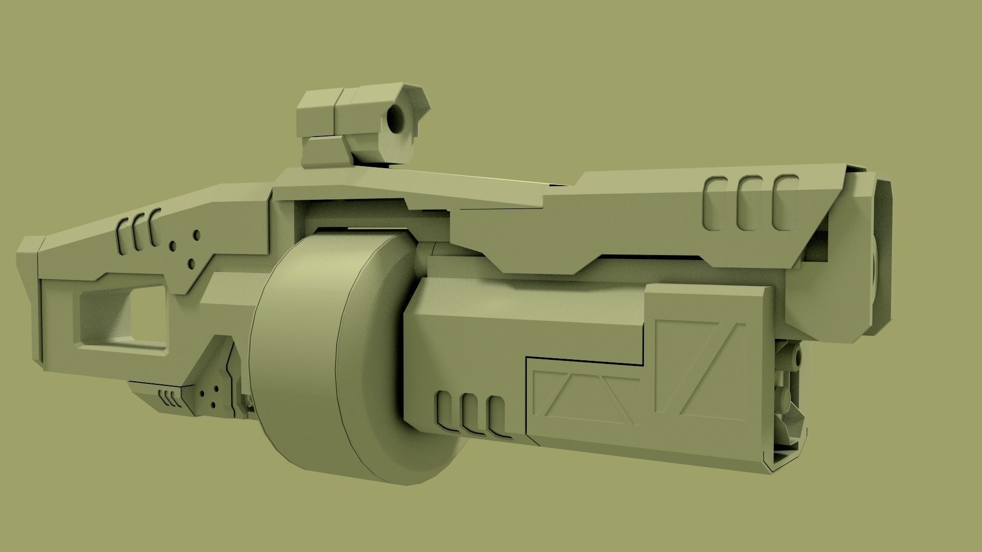 sci fi grenade launcher 3D model_0