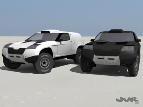 Rally Raid Prototype Race Car Low-poly 3D model_5