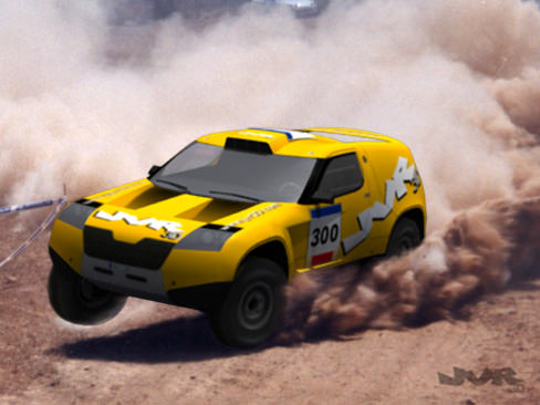 Rally Raid Prototype Race Car Low-poly 3D model_10