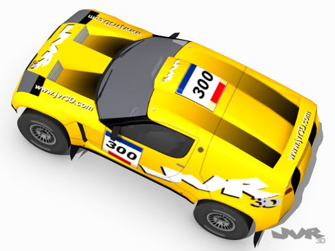 Rally Raid Prototype Race Car Low-poly 3D model_6