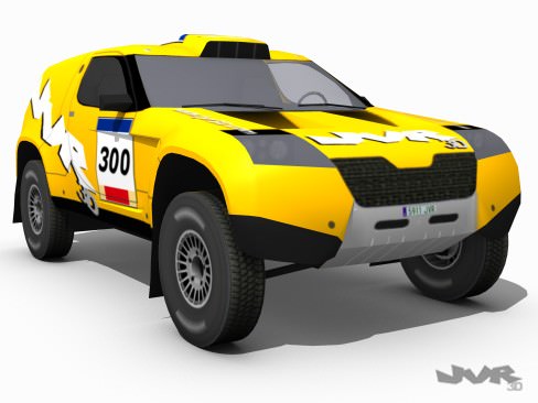 Rally Raid Prototype Race Car Low-poly 3D model_2