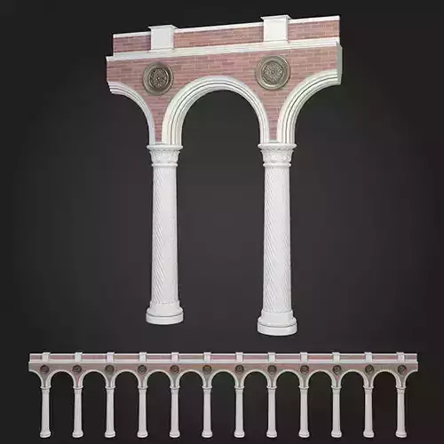 Arcade arch with two columns and clock